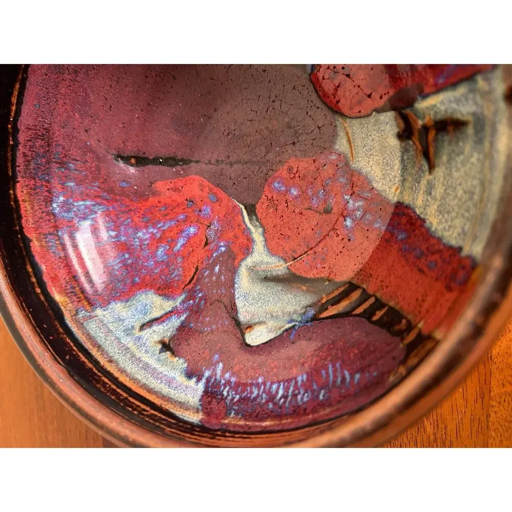 Japanese Signed Studio Pottery Bowl, Handcrafted Clay Bowl,Red &  Brown Glaze